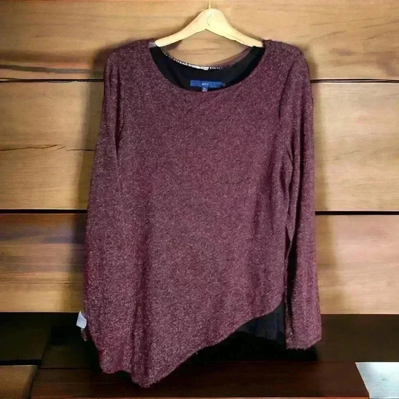 Women’s Apt. 9 Size XL Sparkly Maroon Tunic with Black Underlay. #Tunics - Picture 1 of 2